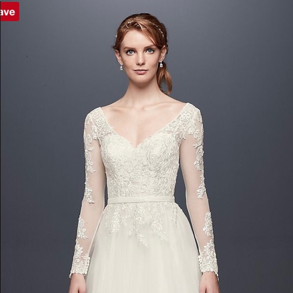 David’s Bridal Long Sleeve low back gown - NWT